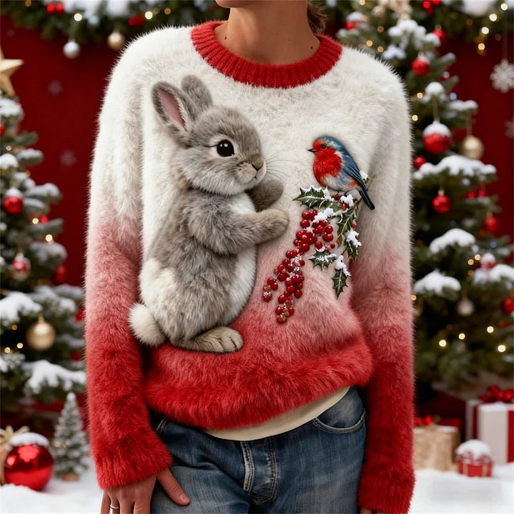 Holly | Pulover Pluș cu Iepurăș de Sărbători