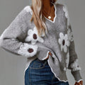 Thea | Pulover floral elegant cu un decolteu in V