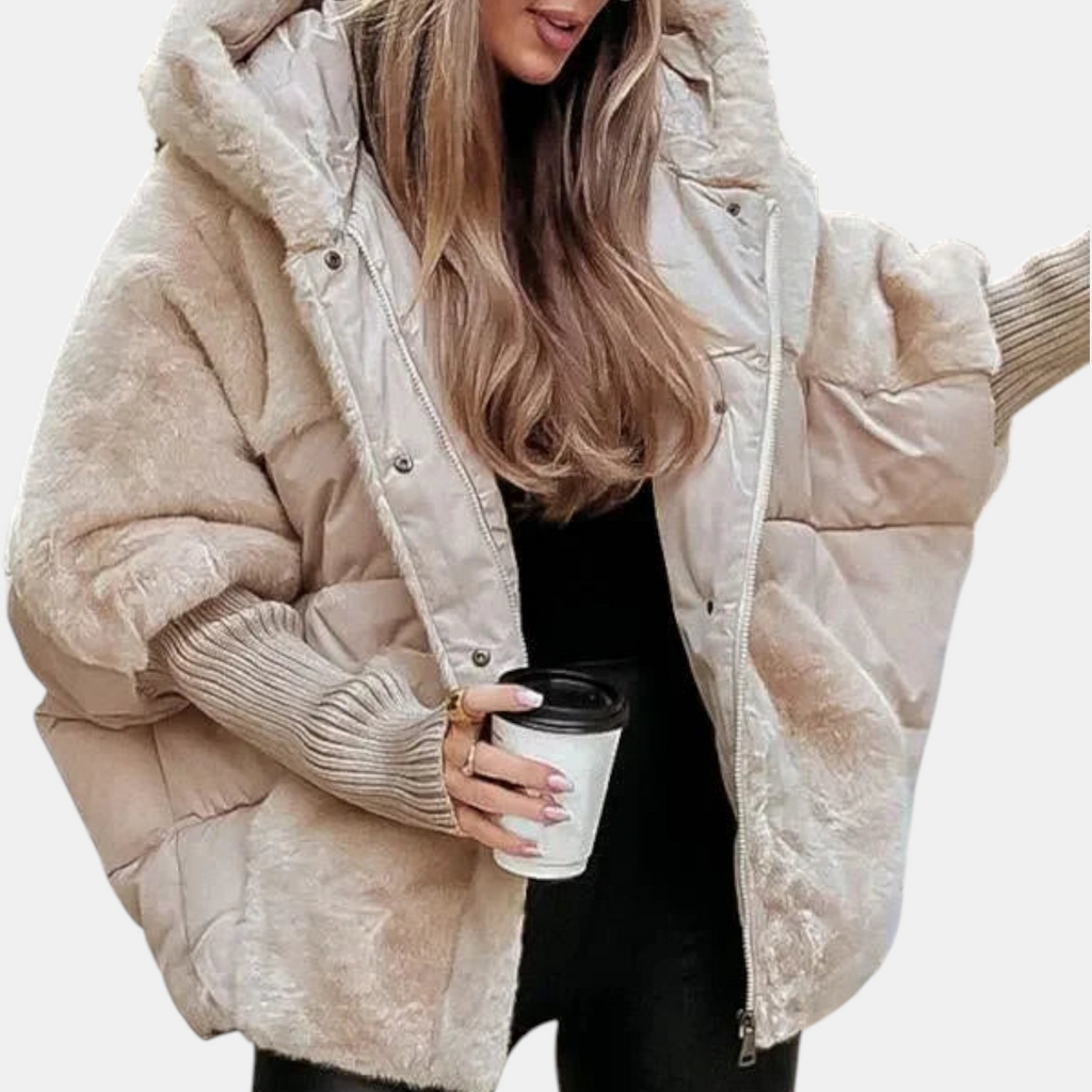 Gabriela - Jachetă Puffer Oversized cu Glugă și Patchwork