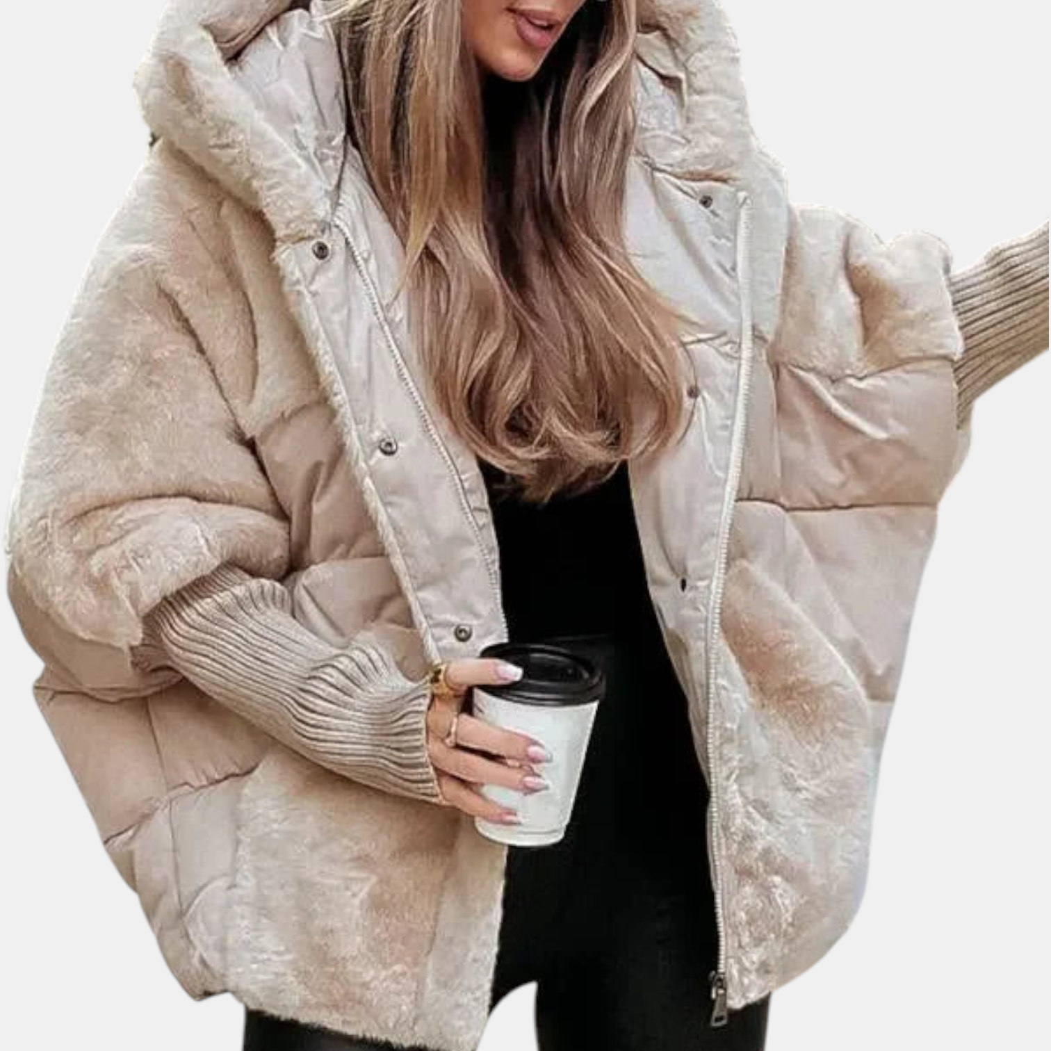 Gabriela - Jachetă Puffer Oversized cu Glugă și Patchwork