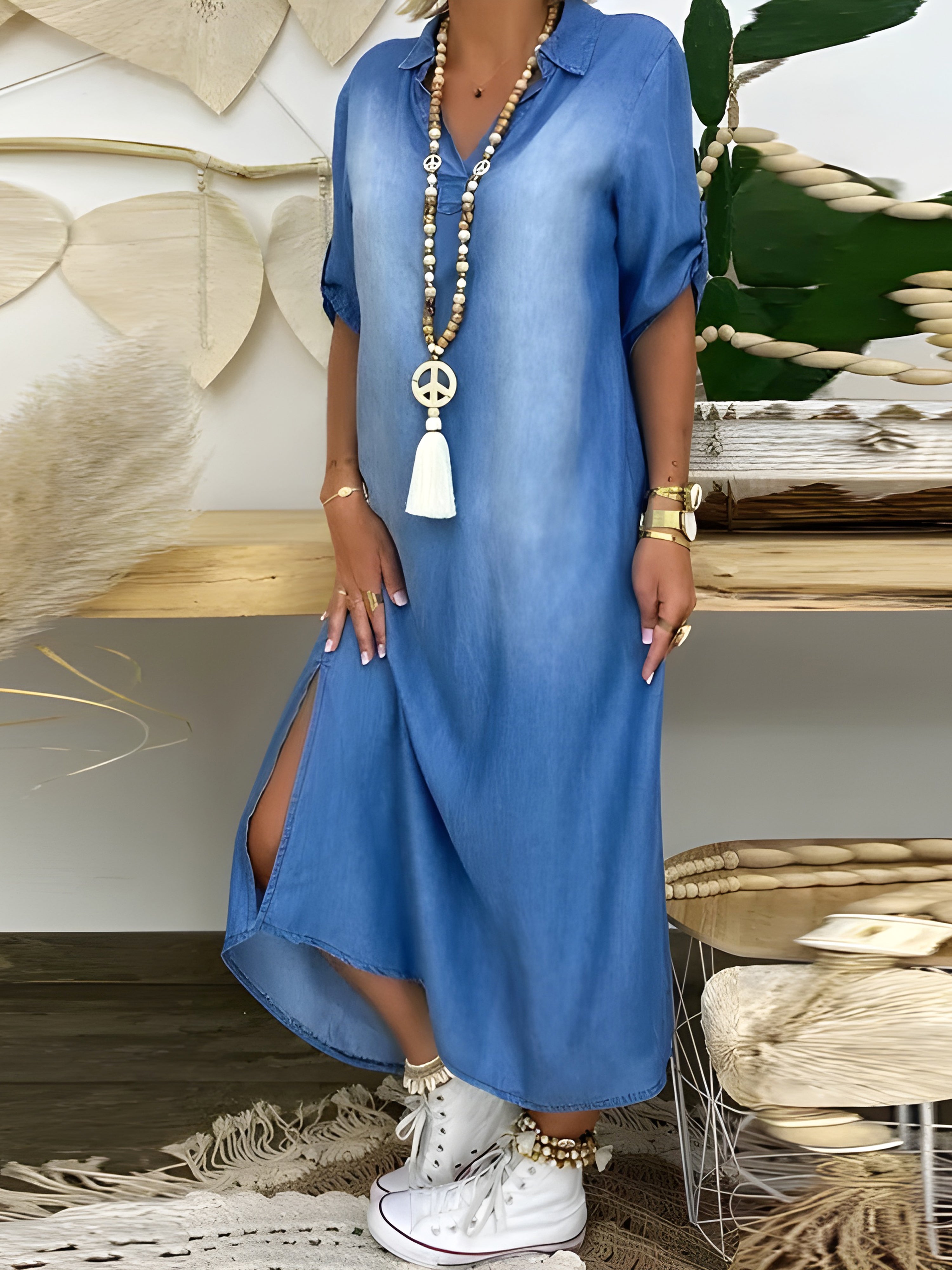 Hazel | Rochie Maxi din Denim 
