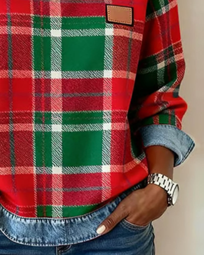 Erica – Hanorac din flannel pentru femei cu detalii din denim