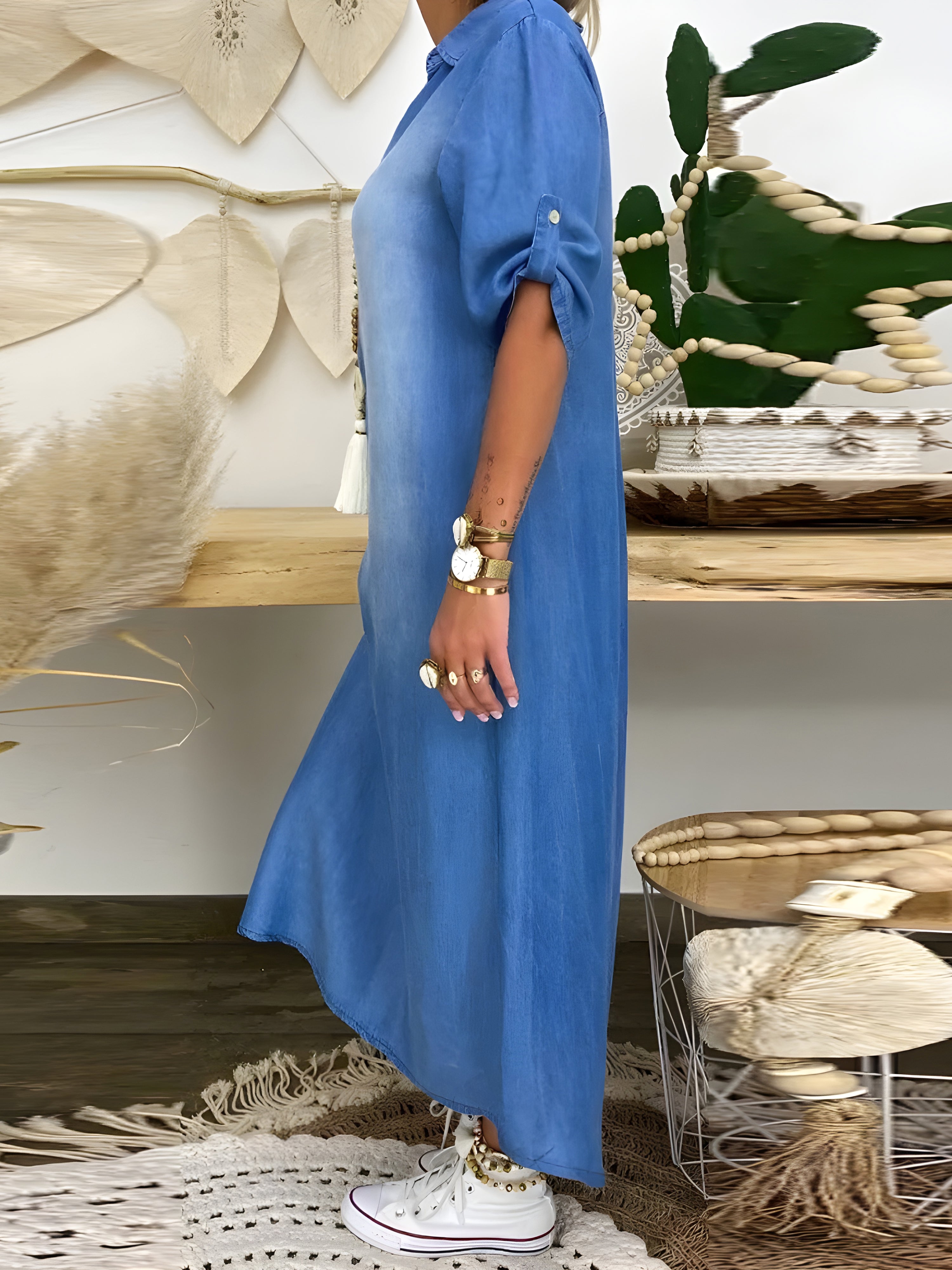 Hazel | Rochie Maxi din Denim 