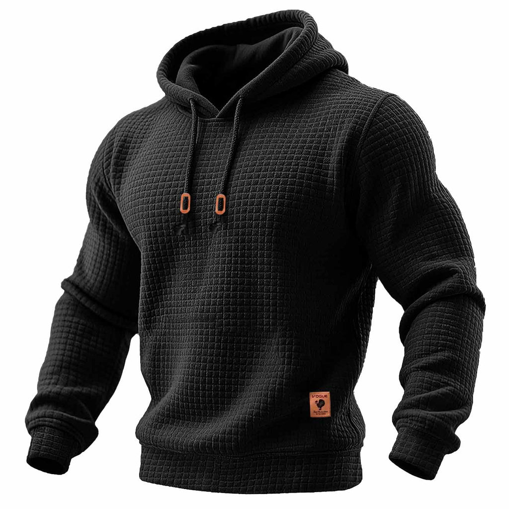 Daniel - Tricou sportiv pentru bărbați, cu maneci lungi, din material texturat, cu glugă