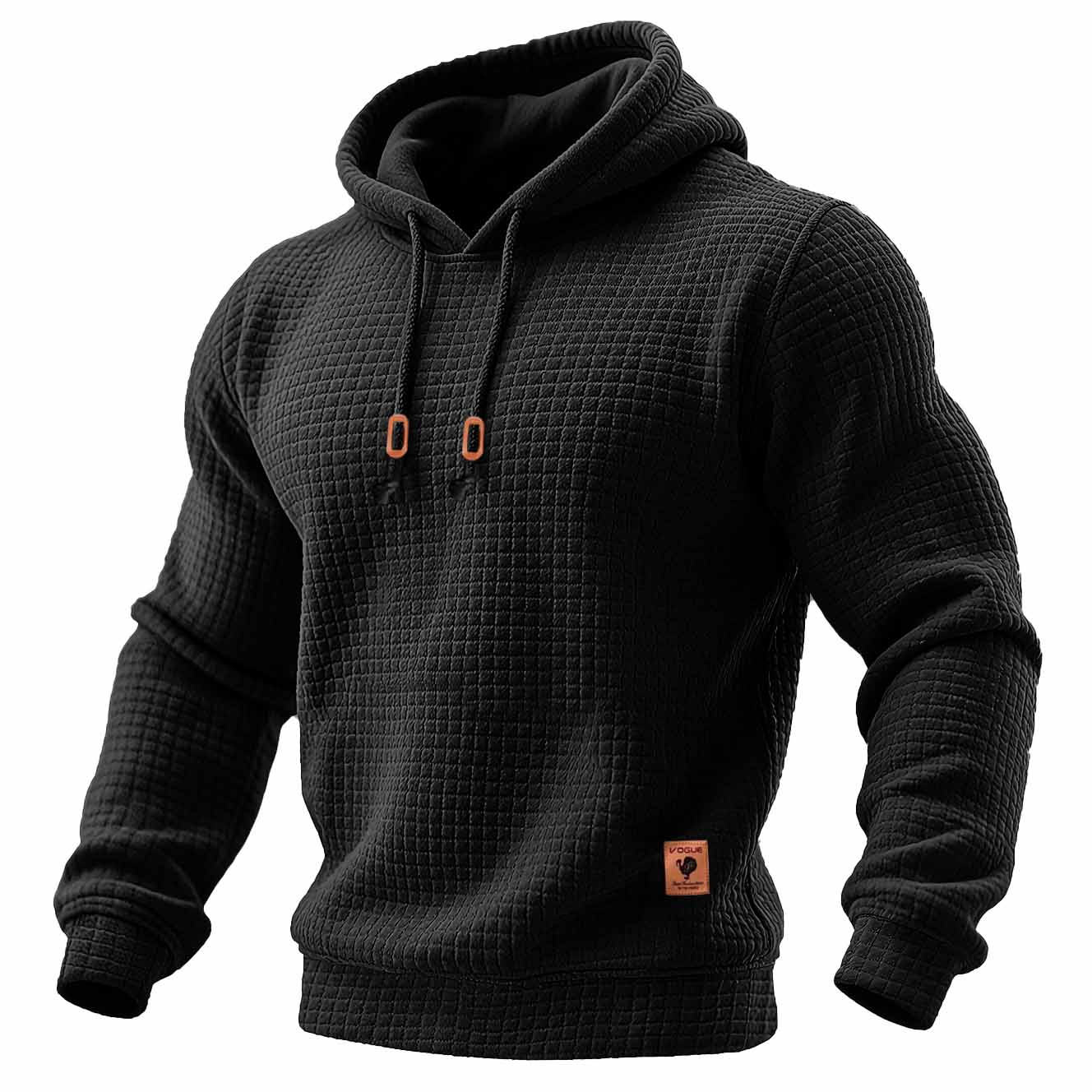 Daniel - Tricou sportiv pentru bărbați, cu maneci lungi, din material texturat, cu glugă
