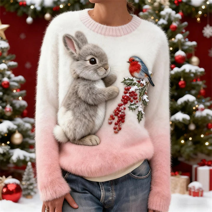 Holly | Pulover Pluș cu Iepurăș de Sărbători