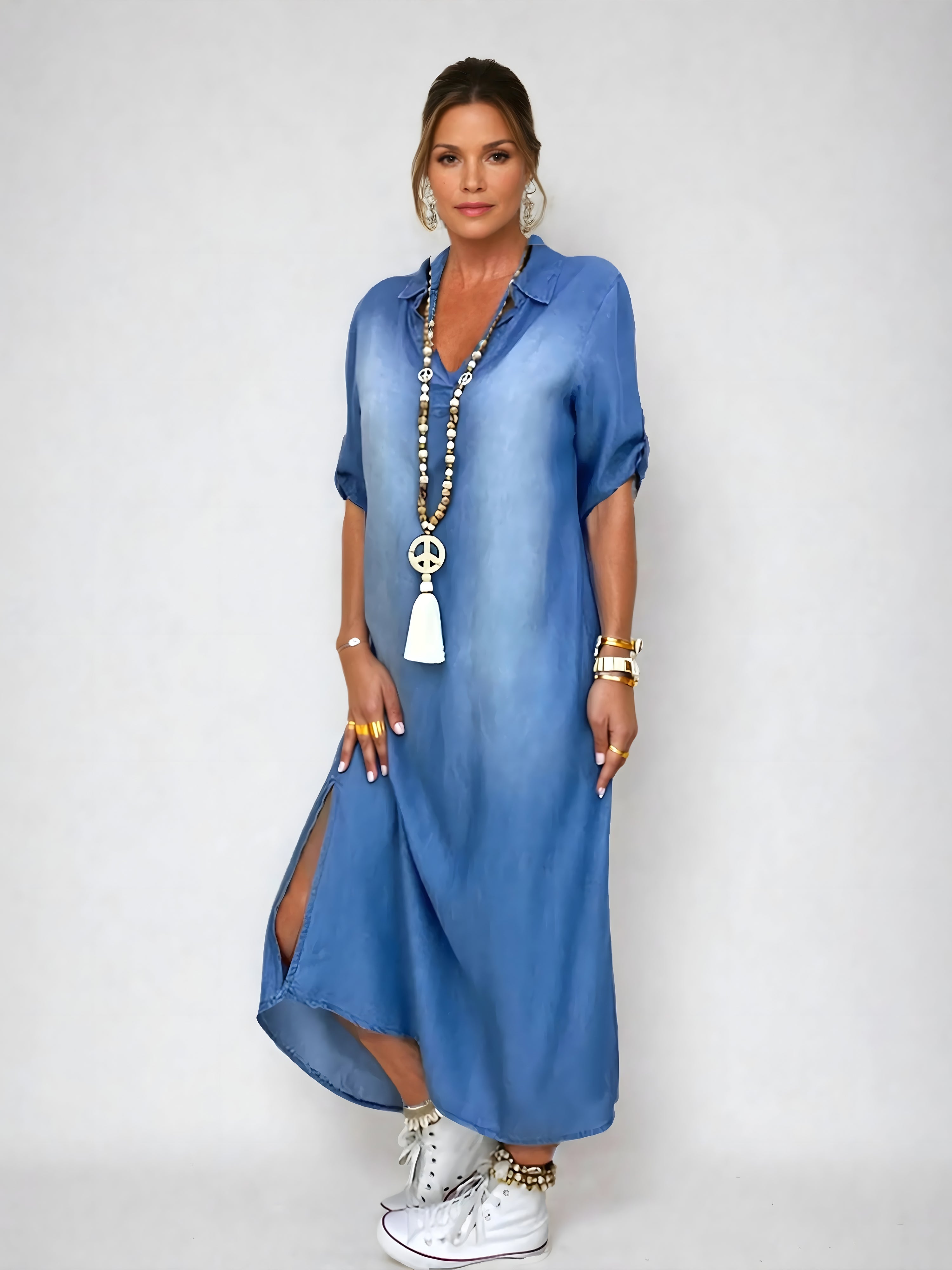 Hazel | Rochie Maxi din Denim 
