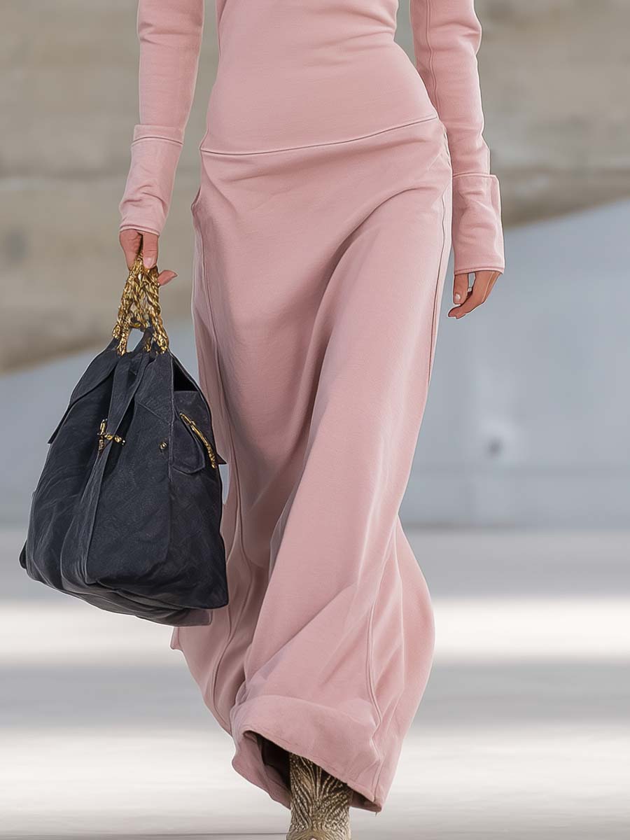 Valeria – Rochie maxi sport retro elegantă cu decolteu adânc în V