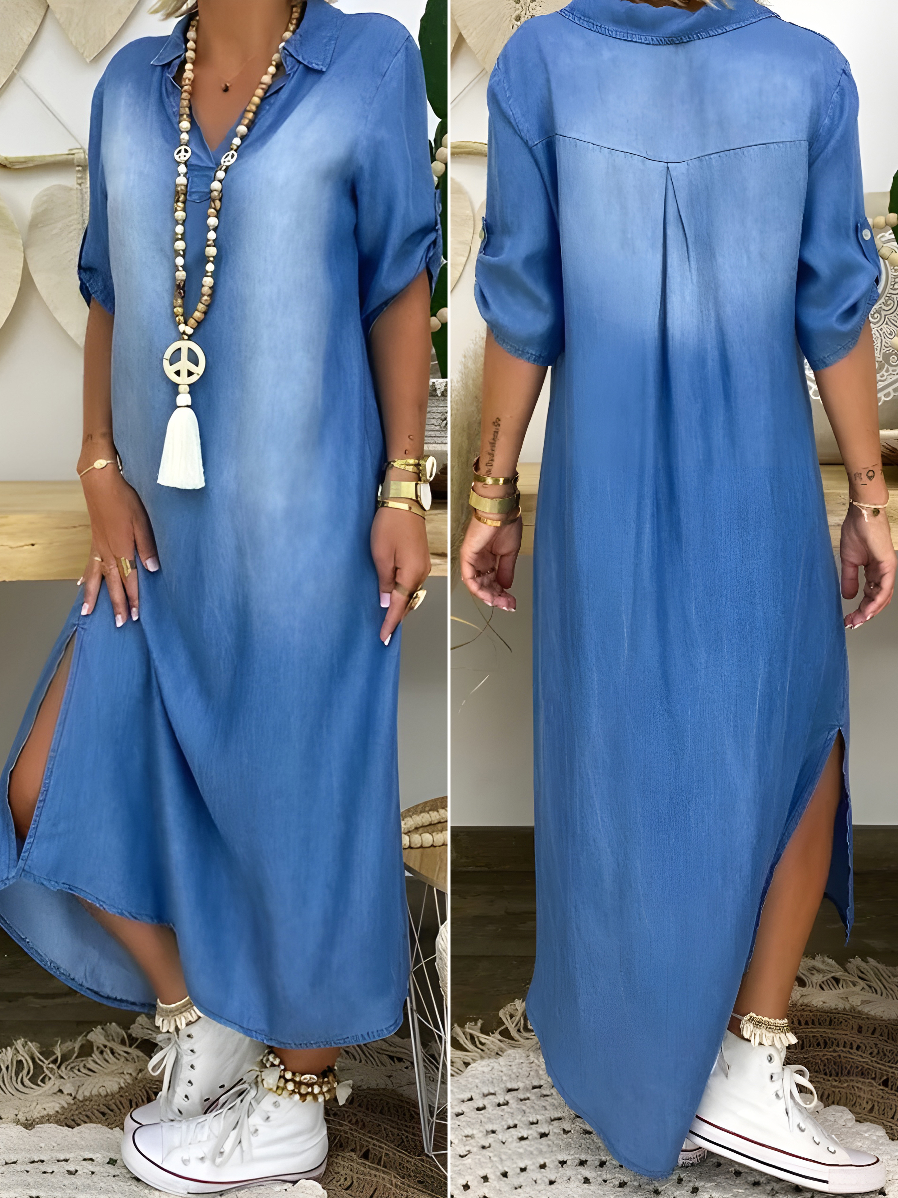 Hazel | Rochie Maxi din Denim 