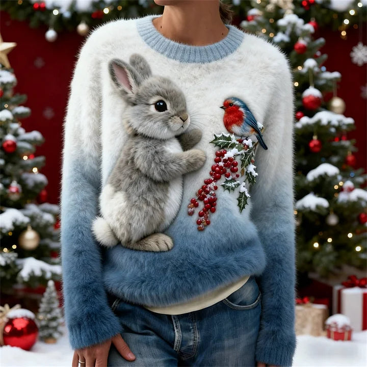 Holly | Pulover Pluș cu Iepurăș de Sărbători