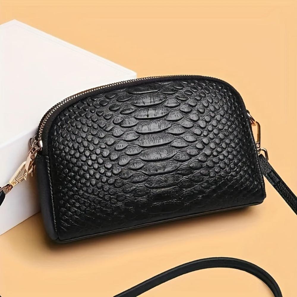 Cora | Belle mini geantă crossbody cu ecologică cu model crocodile