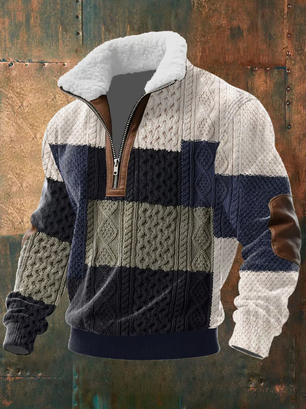 ROBERT™ | PULOVER CU ZIP ȘI GOL MONTAT DIN FUR
