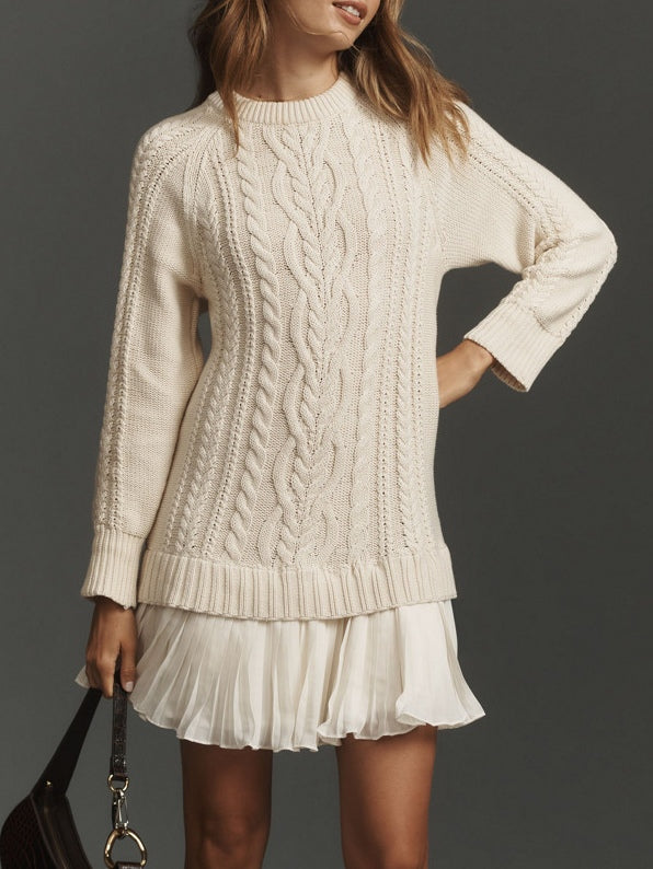 Rochie Mini Tricotată Ivory