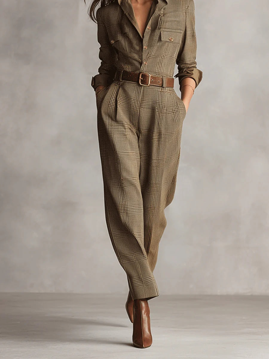 Valérie – salopetă elegantă cu tweed cu practice detaliate