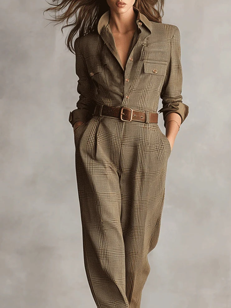 Valérie – salopetă elegantă cu tweed cu practice detaliate