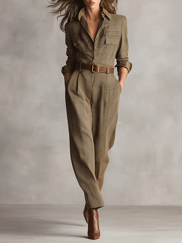 Valérie – salopetă elegantă cu tweed cu practice detaliate