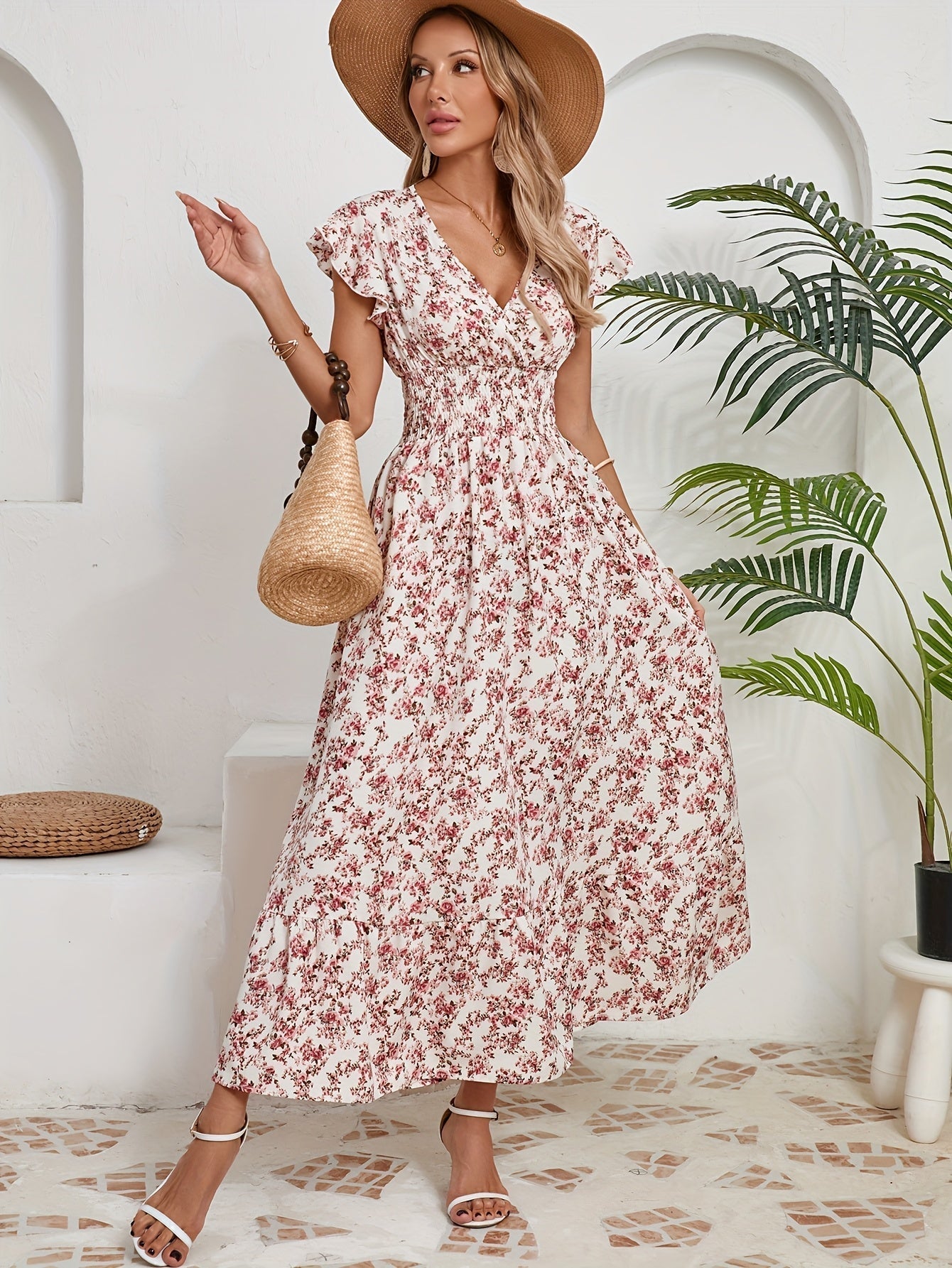 Mia | Rochie Florală cu Fante