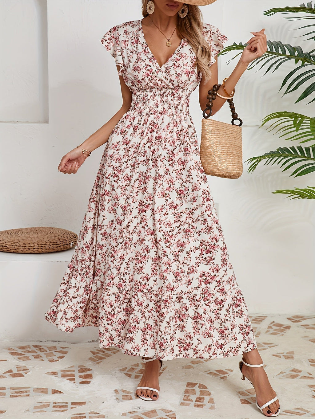 Mia | Rochie Florală cu Fante