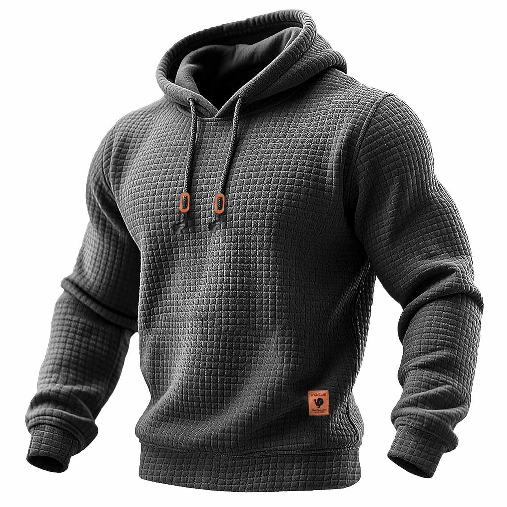 Daniel - Tricou sportiv pentru bărbați, cu maneci lungi, din material texturat, cu glugă