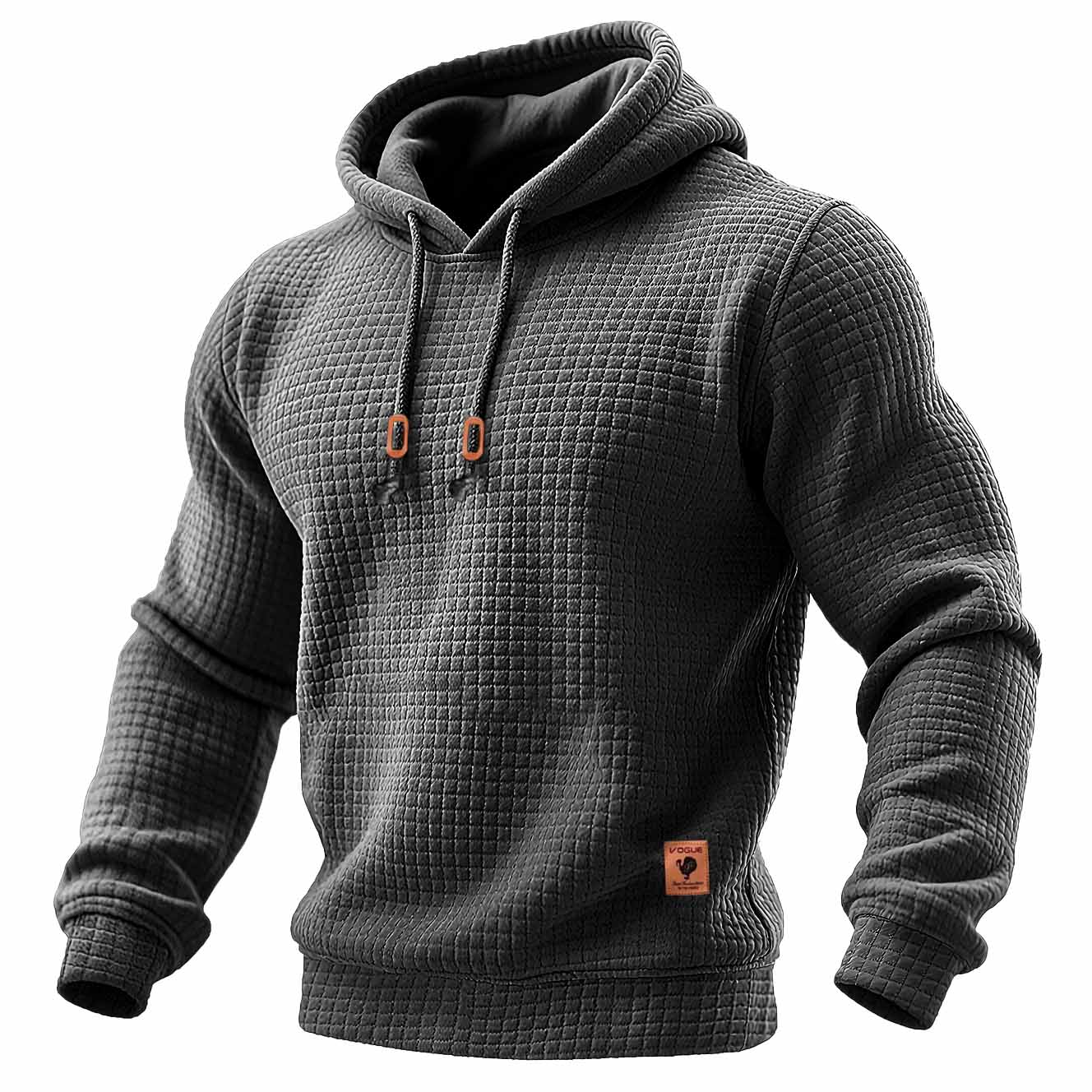 Daniel - Tricou sportiv pentru bărbați, cu maneci lungi, din material texturat, cu glugă