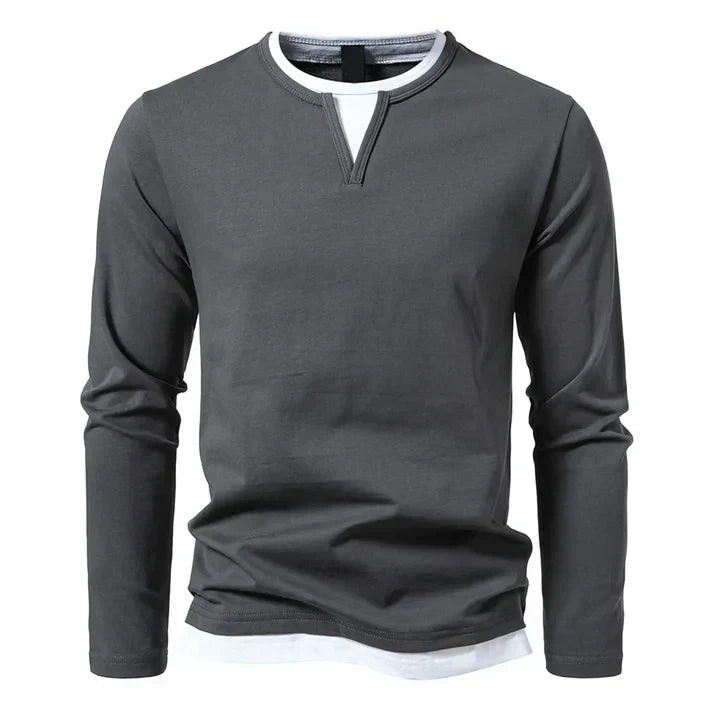Alwin | Tricou cu mânecă lungă premium din bumbac peetănat