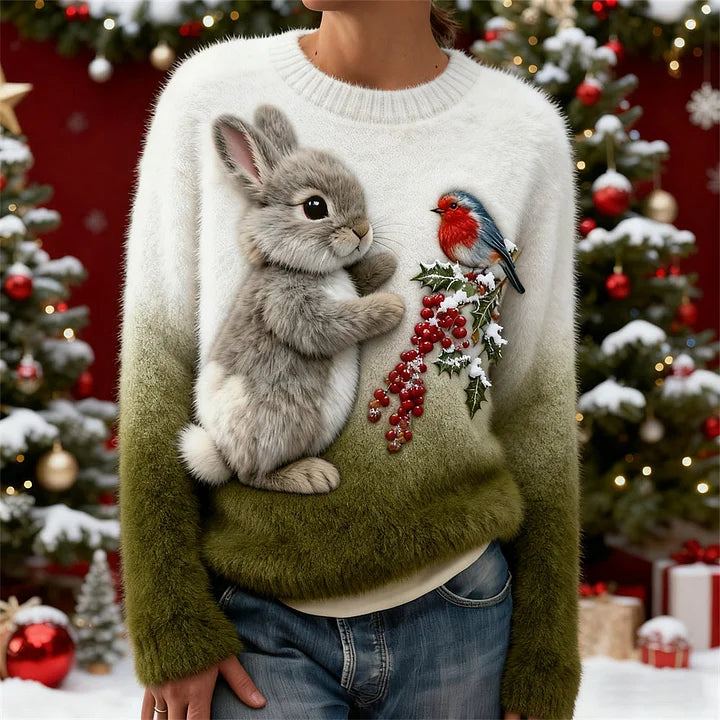 Holly | Pulover Pluș cu Iepurăș de Sărbători