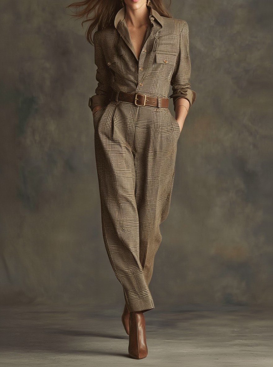 Anthony | Salopetă cu Carouri și Detalii Sofisticate