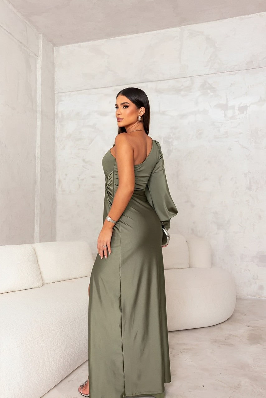 Yolina | Rochie din Satin cu Un Umăr 