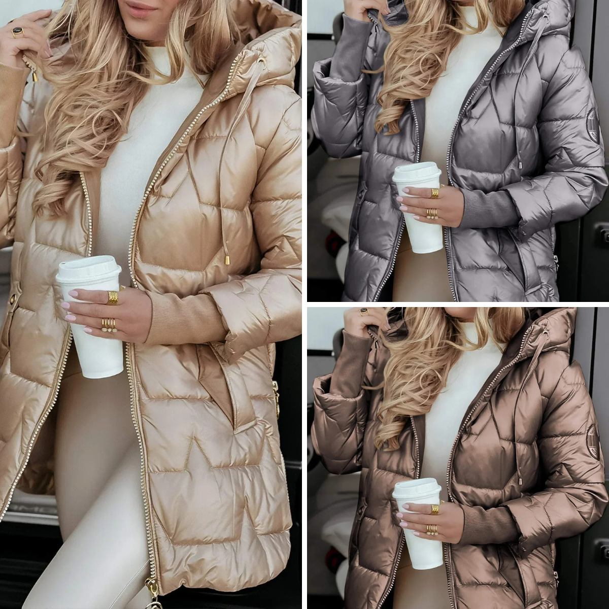 Kalina | Palton elegant de iarnă cu glugă și umplutură